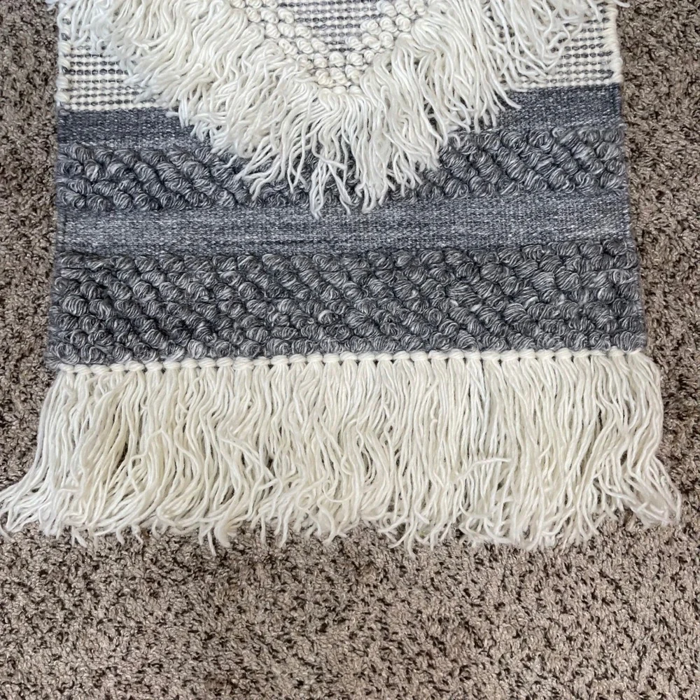 Sugarboo & Co Wall Hanging Tapestry Bohemian Decor Neutral Gray Cream Fringe Art